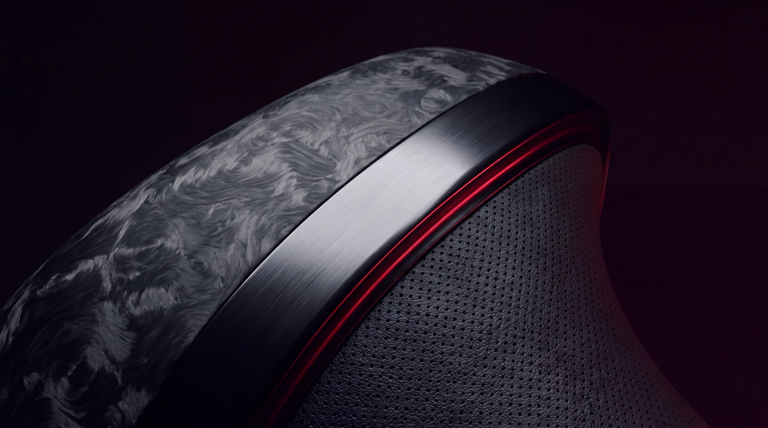 Carbon fibre, titanium and leather shaped by a red precision light
